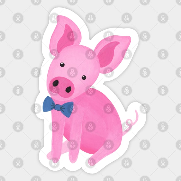 Handsome pig with bow tie Sticker by NashTheArtist